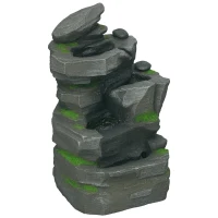 Outsunny Garden Water Feature with LED Lights and Pump, 4 Tier Cascading Water Fountain for Outdoor(m-11)