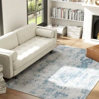 HOMCOM Area Rug 5x7, Machine Washable Rug, Non-Slip Modern Abstract Floor Carpet for Living Room, Bedroom, Dining Room, Blue(m-3)