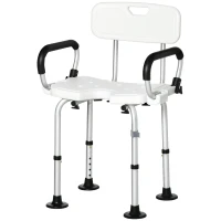 HOMCOM Adjustable Shower Chair, Bath Chair with U Shaped Seat, Anti-slip Shower Bench for Seniors, Tool-Free Assembly, 299lbs(m-11)