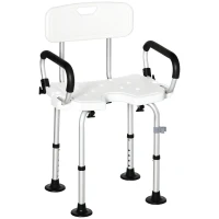 HOMCOM Adjustable Shower Chair, Bath Chair with U Shaped Seat, Anti-slip Shower Bench for Seniors, Tool-Free Assembly, 299lbs(m-2)