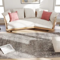 HOMCOM Machine Washable Area Rug 5x7, Non-Slip Traditional Floor Cover Foldable Carpet for Living Room, Dark Mixed-Brown(m-9)