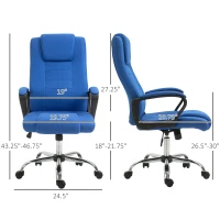 Vinsetto High Back Office Chair, Height Adjustable Computer Desk Chair with Swivel Wheels and Tilt Function, Blue(m-3)