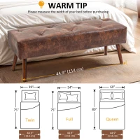 HOMCOM Bedroom Bench, End of Bed Bench with Button Tufted, PU Leather Upholstered Entryway Bench with Wood Legs, Brown(m-7)