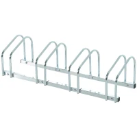 Soozier 4-Bike Bicycle Floor Parking Rack Cycling Storage Stand Garage Organizer for Indoor and Outdoor Use Silver(m-11)