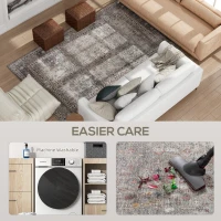 HOMCOM Machine Washable Area Rug 4x6, Non-Slip Traditional Floor Cover Foldable Carpet for Living Room, Dark Mixed-Brown(m-6)