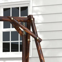 Outsunny Wooden 2-Seat  A-Frame Porch Swing Rustic Patio Bench Outdoor Furniture  w/ Table(m-9)