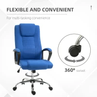Vinsetto High Back Office Chair, Height Adjustable Computer Desk Chair with Swivel Wheels and Tilt Function, Blue(m-6)