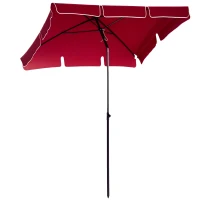 Outsunny 6.5x4ft Rectangle Patio Umbrella Aluminum Tilt Adjustable Garden Parasol Sun Shade Outdoor Canopy Red(m-2)