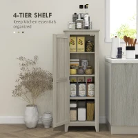 HOMCOM 48" Kitchen Pantry Storage Cabinet w/ Barn Door, Kitchen Pantry Cabinet w/ Adjustable Shelves, Grey Wood Grain(m-5)