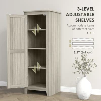 HOMCOM 48" Kitchen Pantry Storage Cabinet w/ Barn Door, Kitchen Pantry Cabinet w/ Adjustable Shelves, Grey Wood Grain(m-6)