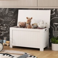 HOMCOM Large Storage Box Storage Trunk Cabinet Container with Lid and 2 Safety Hinges, White(m-9)