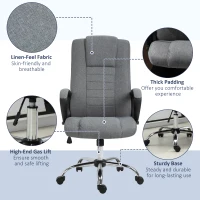 Vinsetto High Back Office Chair, Height Adjustable Computer Desk Chair with Swivel Wheels and Tilt Function, Dark Grey(m-5)