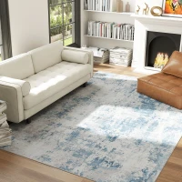 HOMCOM Area Rug 8x10, Machine Washable Rug, Non-Slip Modern Abstract Floor Carpet for Living Room, Bedroom, Dining Room, Blue(m-3)