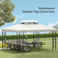 Outsunny 13' x 10' Gazebo Replacement Canopy 2 Tier Top UV Cover Pavilion Garden Patio Outdoor, Cream White (TOP ONLY)(m-8)