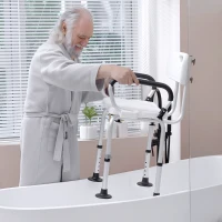 HOMCOM Adjustable Shower Chair, Bath Chair with U Shaped Seat, Anti-slip Shower Bench for Seniors, Tool-Free Assembly, 299lbs(m-10)