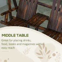 Outsunny Wooden 2-Seat  A-Frame Porch Swing Rustic Patio Bench Outdoor Furniture  w/ Table(m-5)