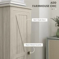 HOMCOM 48" Kitchen Pantry Storage Cabinet w/ Barn Door, Kitchen Pantry Cabinet w/ Adjustable Shelves, Grey Wood Grain(m-7)