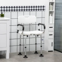 HOMCOM Adjustable Shower Chair, Bath Chair with U Shaped Seat, Anti-slip Shower Bench for Seniors, Tool-Free Assembly, 299lbs(m-8)