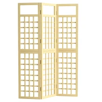 Outsunny 3 Panel Outdoor Wood Privacy Screen, Folding Room Divider/Trellis for Home, Patio, 47.2" x 66.9", Natural Wood(m-11)