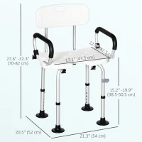 HOMCOM Adjustable Shower Chair, Bath Chair with U Shaped Seat, Anti-slip Shower Bench for Seniors, Tool-Free Assembly, 299lbs(m-3)