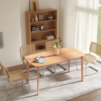 HOMCOM Pine Wood Dining Table for 6, 59" Rustic Rectangular Kitchen Table with Large Tabletop for Dining Room, Natural(m-8)