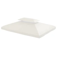 Outsunny 13' x 10' Gazebo Replacement Canopy 2 Tier Top UV Cover Pavilion Garden Patio Outdoor, Cream White (TOP ONLY)(m-11)