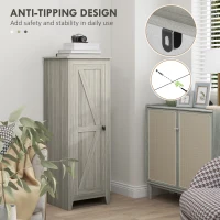 HOMCOM 48" Kitchen Pantry Storage Cabinet w/ Barn Door, Kitchen Pantry Cabinet w/ Adjustable Shelves, Grey Wood Grain(m-9)