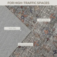 HOMCOM Machine Washable Area Rug 4x6, Non-Slip Traditional Floor Cover Foldable Carpet for Living Room, Dark Mixed-Brown(m-5)