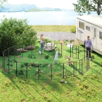 PawHut Dog Playpen for Indoor Outdoor, 24 Panels 39" H Puppy Playpen with Lockable Door, DIY Shape Pet Exercise Fence, Gray(m-10)