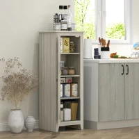 HOMCOM 48" Kitchen Pantry Storage Cabinet w/ Barn Door, Kitchen Pantry Cabinet w/ Adjustable Shelves, Grey Wood Grain(m-8)