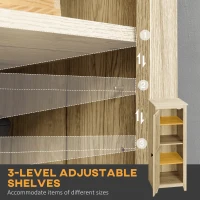 HOMCOM 48" Farmhouse Kitchen Pantry Storage Cabinet with Barn Door, Kitchen Pantry Cabinet with Adjustable Shelves, Natural(m-5)