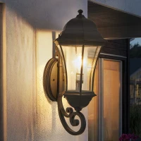 27" Outdoor Wall Lantern with Dusk to Dawn Sensor, Weatherproof Vintage Wall Sconce, Ideal for Porch, Patio, 12.5" L x 14" W x 27" H, Black(m-12)