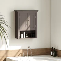 kleankin Bathroom Wall Cabinet, Medicine Cabinet, Toilet Storage Cabinet with Shelf for Living Room and Entryway, Brown(m-8)