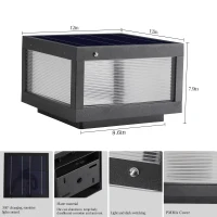 12" Solar Powered LED Post Cap Light with IP65 Waterproof, Modern Outdoor Fence Light for Pathways, Decks, Patios, 12" L x 12" W x 8" H, Black(m-3)