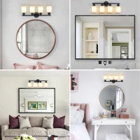 24.5" Modern 4-Light Vanity Bathroom Mirror Light with Iron Frame, Contemporary Wall Sconce for Bedroom, Dressing Room, Black+White(m-9)