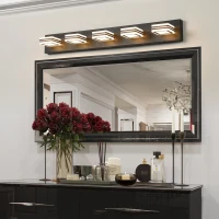 Modern 5-Light LED Vanity Light with Iron and Acrylic, Dimmable Bathroom Wall Fixture, Ideal for Mirror Lighting, 33.5" L x 4.5" W x 5" H, Black(m-6)