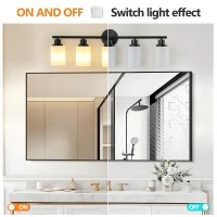 31" Modern 5-Light Vanity Bathroom Mirror Light with Iron Frame, Contemporary Wall Sconce for Bedroom, Dressing Room, Black+White(m-4)