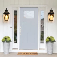 21" Outdoor Wall Lantern Light 2-Pack with Weather Resistant, Modern Metal, Glass Sconce for Porch and Patio, 24" L x 10" W x 21" H, Black(m-8)