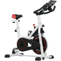 Soozier Adjustable Upright Stationary Exercise Bike w/ LCD Display, Indoor Cycling Bike for Home w/ Adjustable Resistance, White(m-11)