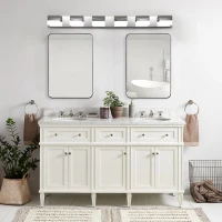 Modern Bathroom Vanity Lighting with 6-Light LED, Mirror Bath Wall Fixture, Stainless Steel, 46.5" L x 3.5" W x 4.5" H, Chrome(m-10)