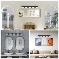 Modern Bathroom Vanity Lighting with 5-Light LED, Mirror Wall Fixture, Dimmable, Energy-Saving, 38" L x 3.5" W x 4.5" H, Black(m-10)