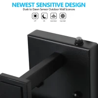 Set of 2 Modern Outdoor Wall Lanterns with Clear Glass, Ambient Light Sensors, Weatherproof Design, 9" L x 9.5" W x 20" H, Black(m-9)