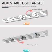 52" Modern 7-Light LED Vanity Light Fixture with Acrylic Shades, Dimmable Bathroom Wall Sconce, 52" L x 5" W x 4.5" H, Chrome(m-4)