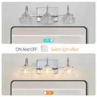 17" Elegant 3-Light Bathroom Fixture with Clear Glass Shades, Brushed Nickel Finish, Vintage Crystal Vanity Light, 17.5" L x 7" W x 6.5" H, Silver(m-4)