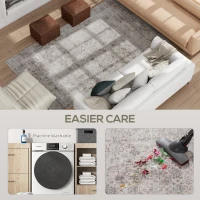 HOMCOM Machine Washable Area Rug 5x7, Non-Slip Traditional Floor Carpet for Living Room, Bedroom, Light Mixed-Brown(m-6)