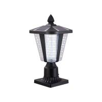 Solar Powered Outdoor Lantern with IP65 Waterproof, Modern Garden Light with LED for Pathways, Yards, 8" L x 8" W x 15" H, Black