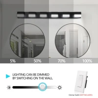 Modern Bathroom Vanity Lighting with 6-Light LED, Mirror Bath Wall Fixture, Dimmable, Energy-Saving, 46.5" L x 3.5" W x 4.5" H, Black(m-5)