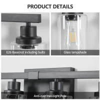 37" Modern 6-Light Bathroom Vanity Light Fixture with Clear Glass Shades, Ideal for Bathroom, Dressing Area, 37" L x 6" W x 9" H, Black(m-5)