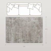 HOMCOM Machine Washable Area Rug 4x6, Non-Slip Traditional Floor Carpet for Living Room, Bedroom, Light Mixed-Brown(m-4)