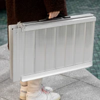 HOMCOM Textured Aluminum Folding Wheelchair Ramp, Portable Threshold Ramp 2', for Scooter Steps Home Stairs Doorways(m-10)